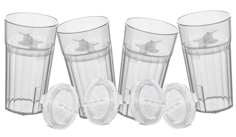 Reflo Smart Cup Bundle (Clear 4-Pack) Montessori Weaning Training for Toddlers Learning to Drink, Slow-Spill 360 Rim Flow-Control Open-Cup Design, BPA-Free, Made in USA, E-Guide via QR Code - Image 1